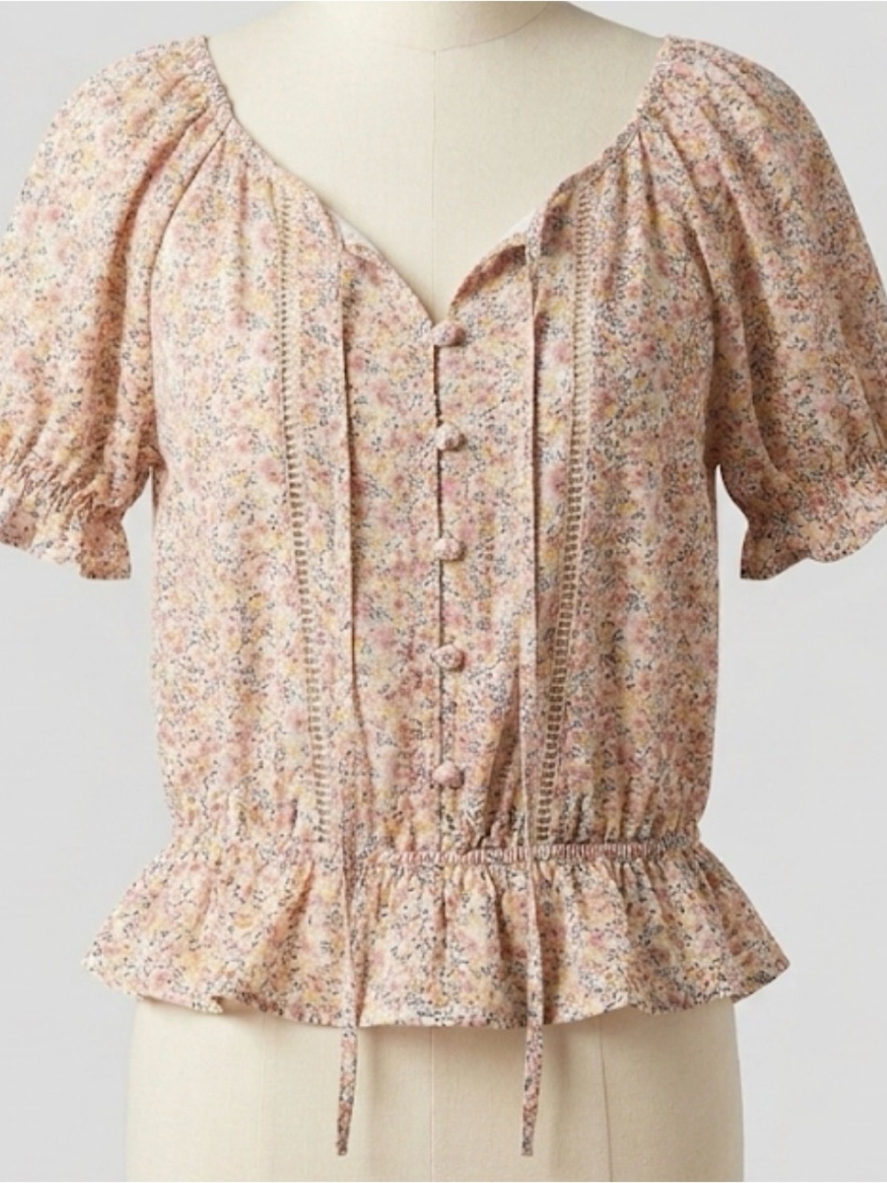 Sienna Sky Pink Floral Peplum Button-Front Blouse
